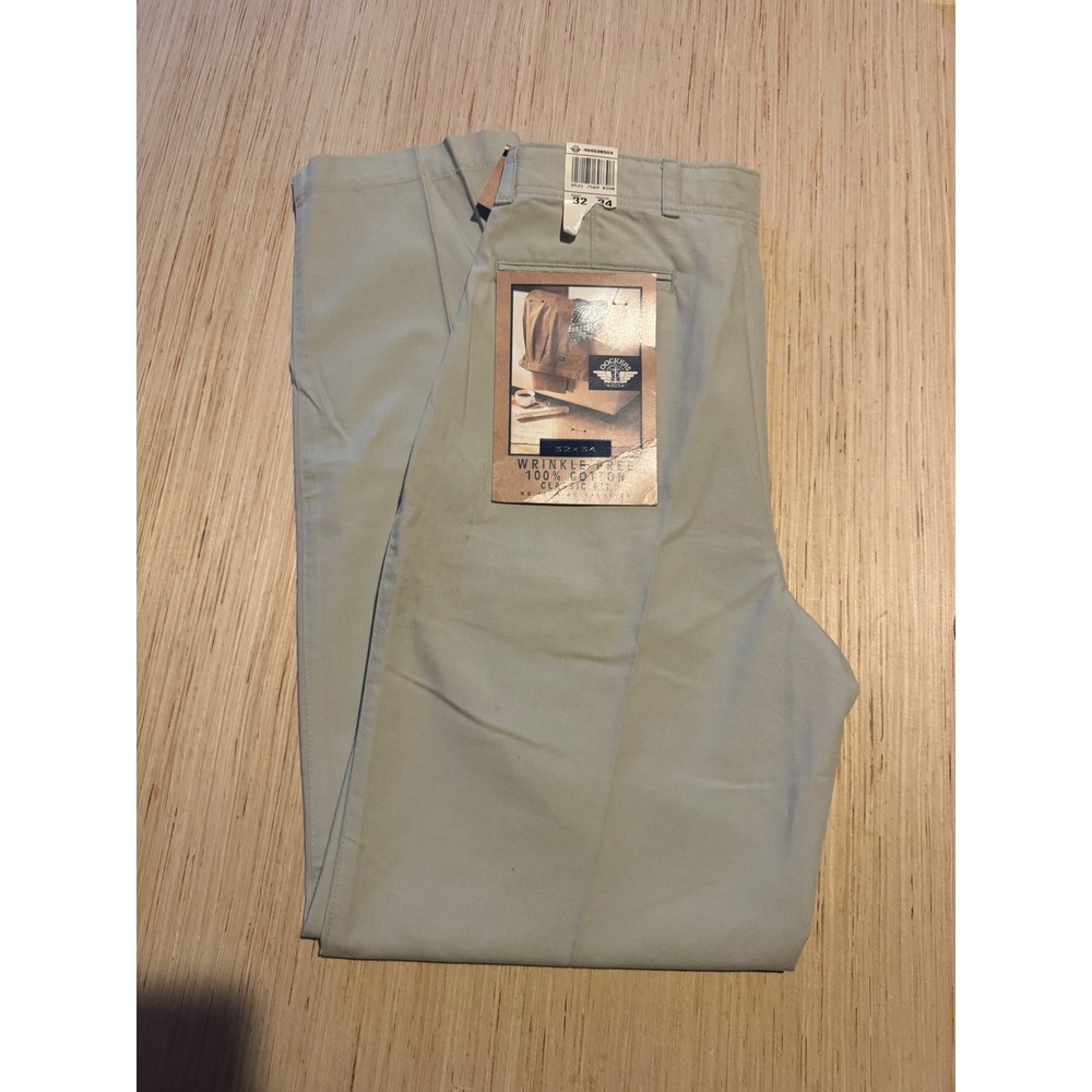 Dockers Mens 32x34 Wrinkle Free Classic Fit Pleated Chino Pants Khaki 40453-8503